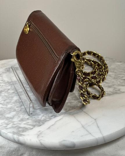 Sold!!Chanel brown caviar flap crossbody WOC