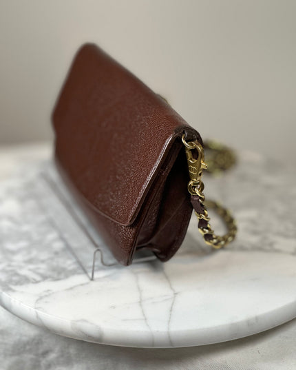 Sold!!Chanel brown caviar flap crossbody WOC