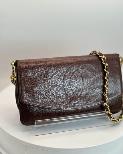 Sold!!Chanel brown caviar flap crossbody WOC