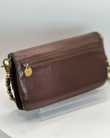 Sold!!Chanel brown caviar flap crossbody WOC