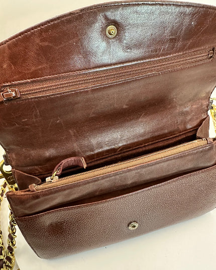 Sold!!Chanel brown caviar flap crossbody WOC