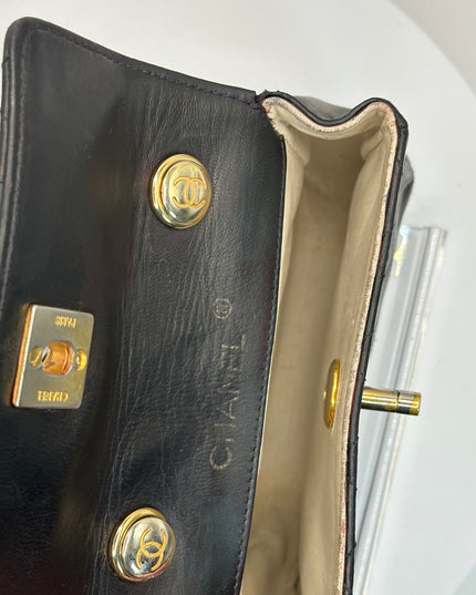 Sold!! Chanel black lambskin leather pouch crossbody bag with turnlock