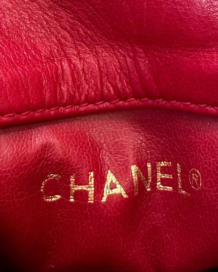 SOLD!!  Chanel red calf skin quilted turn lock belt bag pouch with removable crossbody chain