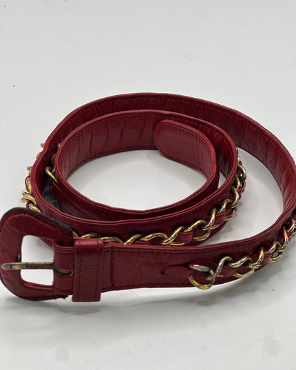 SOLD!!  Chanel red calf skin quilted turn lock belt bag pouch with removable crossbody chain