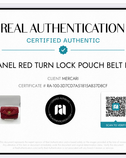 SOLD!!  Chanel red calf skin quilted turn lock belt bag pouch with removable crossbody chain