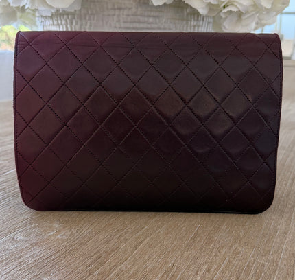 Chanel Quilted Flap Bag – maroon Leather with Turn Lock and Chain
