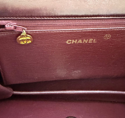 Chanel Quilted Flap Bag – maroon Leather with Turn Lock and Chain
