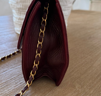 Chanel Quilted Flap Bag – maroon Leather with Turn Lock and Chain