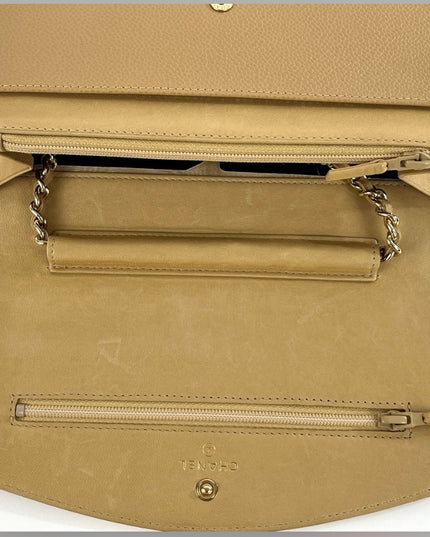 SOLD!! Chanel tan caviar leather flap WOC crossbody bag