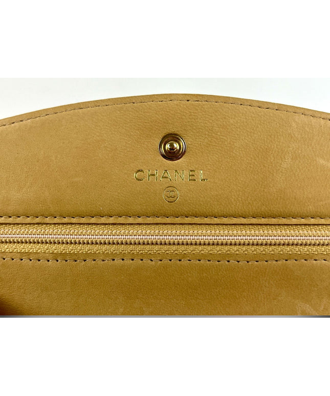 SOLD!! Chanel tan caviar leather flap WOC crossbody bag
