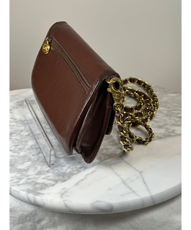 Sold!!Chanel brown caviar flap crossbody WOC