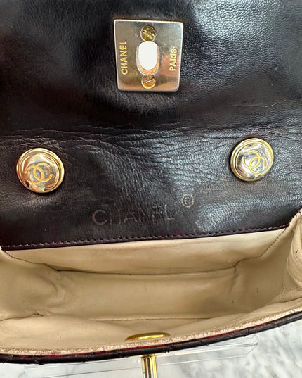 Sold!! Chanel black lambskin leather pouch crossbody bag with turnlock
