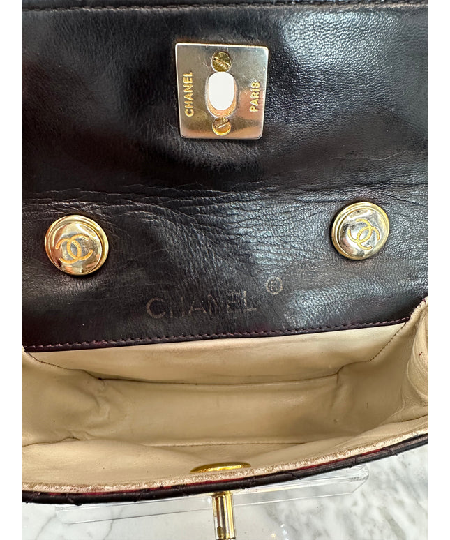 Sold!! Chanel black lambskin leather pouch crossbody bag with turnlock