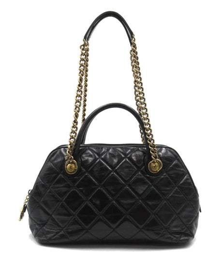 SOLD!! CHANEL BLACK QUILTED LEATHER BOWLER SHOULDER BAG