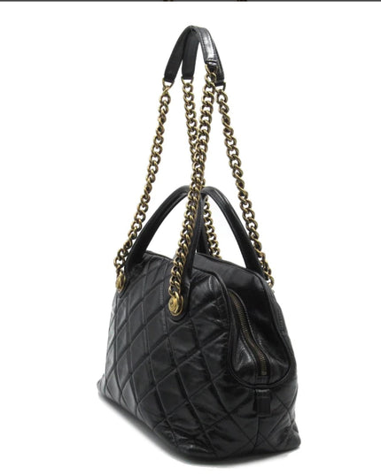 SOLD!! CHANEL BLACK QUILTED LEATHER BOWLER SHOULDER BAG