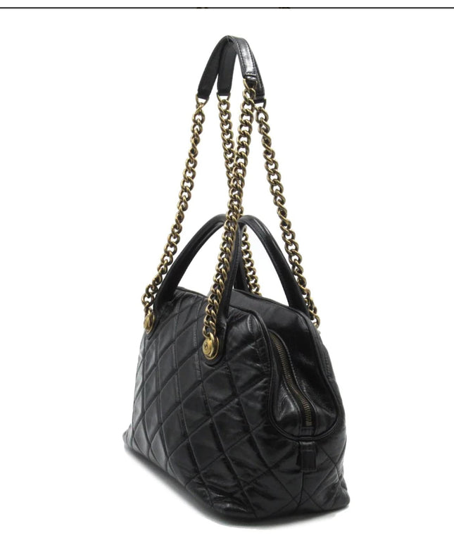 SOLD!! CHANEL BLACK QUILTED LEATHER BOWLER SHOULDER BAG