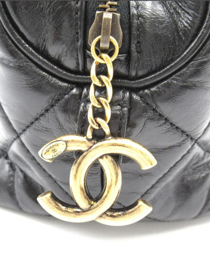 SOLD!! CHANEL BLACK QUILTED LEATHER BOWLER SHOULDER BAG