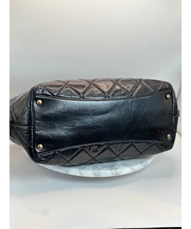 SOLD!! CHANEL BLACK QUILTED LEATHER BOWLER SHOULDER BAG