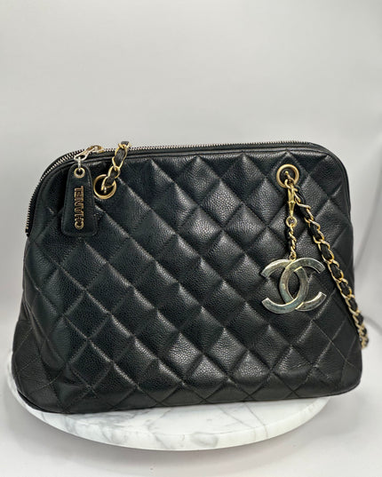 SOLD!!  Chanel black caviar leather tote bag