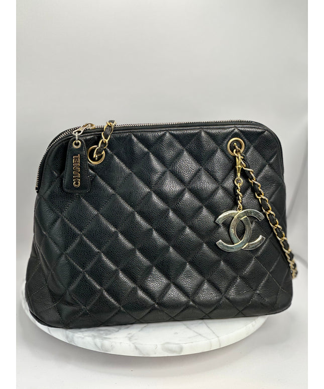SOLD!!  Chanel black caviar leather tote bag