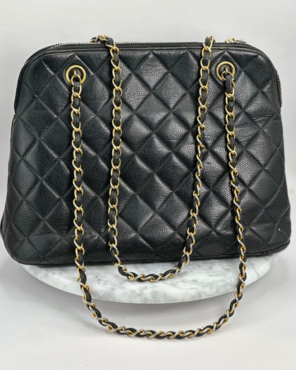 SOLD!!  Chanel black caviar leather tote bag