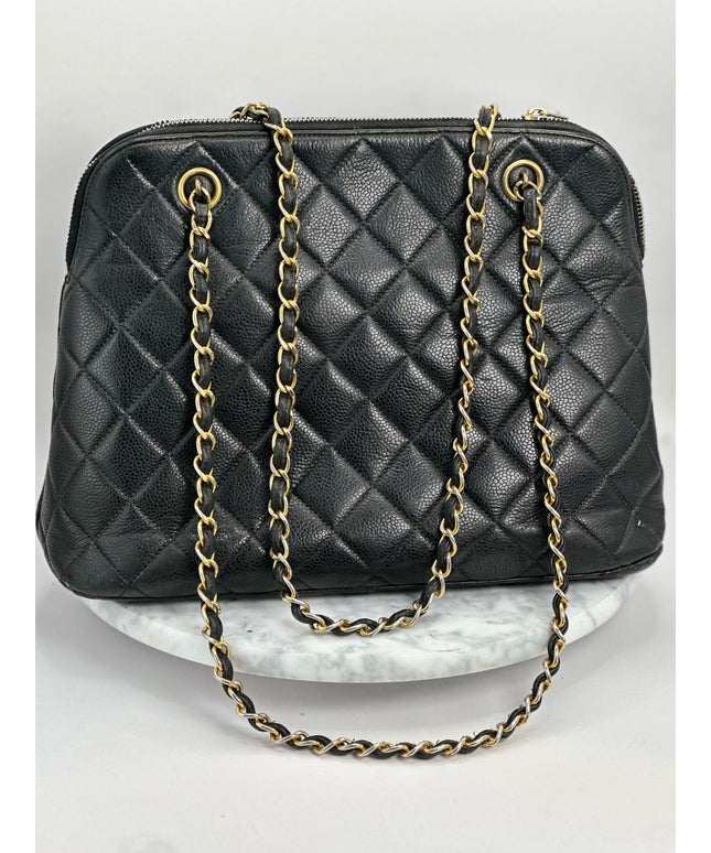 SOLD!!  Chanel black caviar leather tote bag