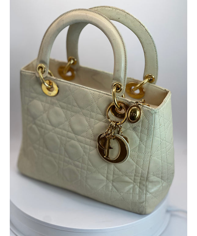 SOLD!! CHRISTIAN DIOR LEATHER LADY CANNAGE HANDBAG