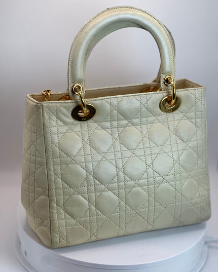 SOLD!! CHRISTIAN DIOR LEATHER LADY CANNAGE HANDBAG