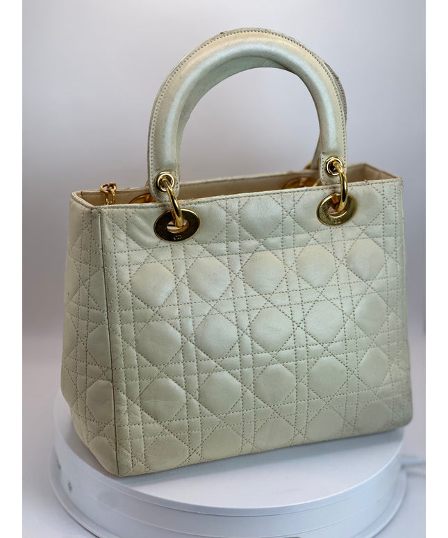 SOLD!! CHRISTIAN DIOR LEATHER LADY CANNAGE HANDBAG