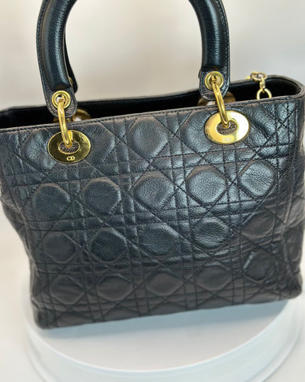 SOLD!! CHRISTIAN DIOR LEATHER LADY CANNAGE HANDBAG