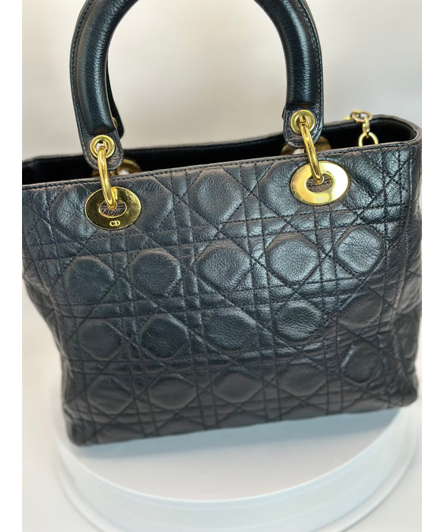 SOLD!! CHRISTIAN DIOR LEATHER LADY CANNAGE HANDBAG