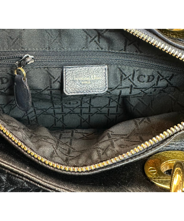 SOLD!! CHRISTIAN DIOR LEATHER LADY CANNAGE HANDBAG