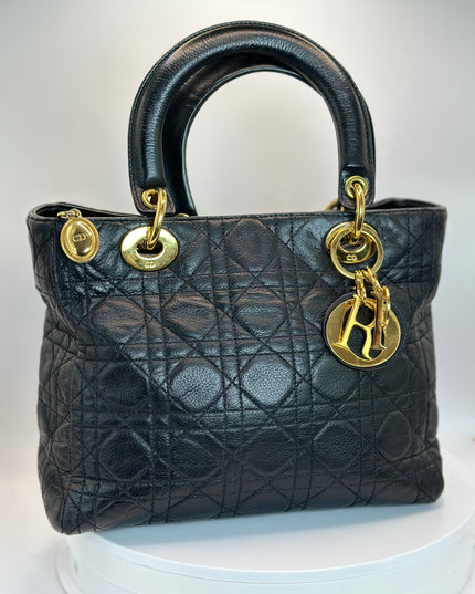 SOLD!! CHRISTIAN DIOR LEATHER LADY CANNAGE HANDBAG