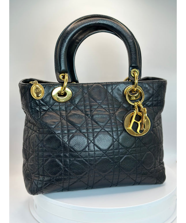SOLD!! CHRISTIAN DIOR LEATHER LADY CANNAGE HANDBAG
