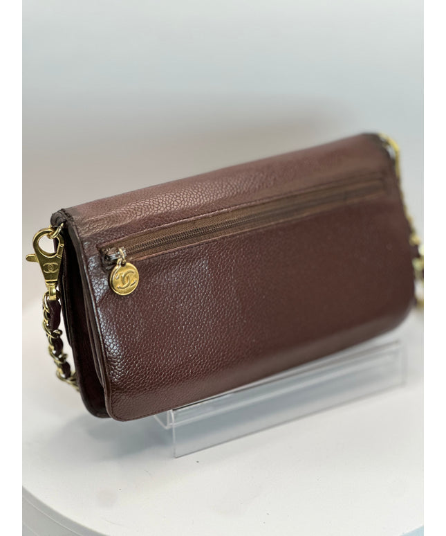 Sold!!Chanel brown caviar flap crossbody WOC