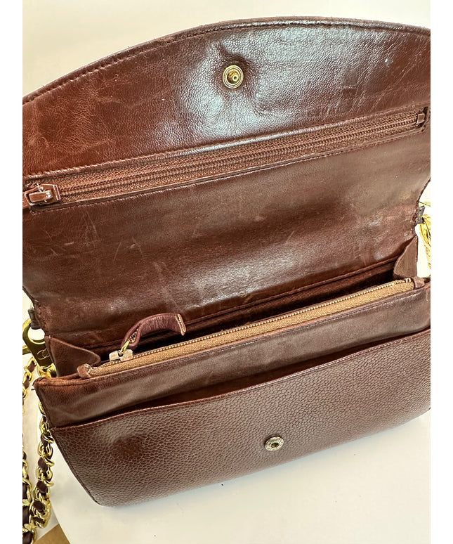 Sold!!Chanel brown caviar flap crossbody WOC