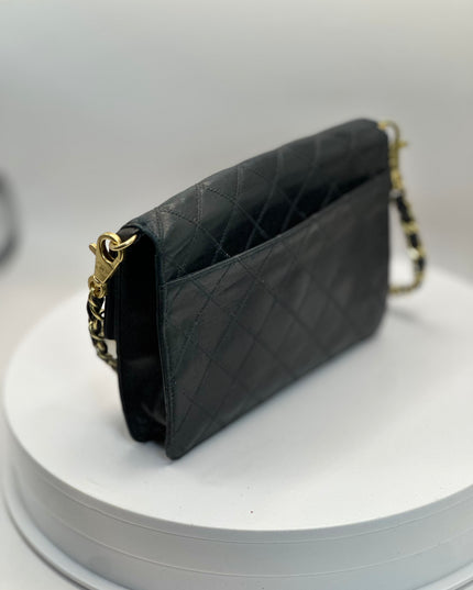 Sold!! Chanel black calfskin leather flap crossbody bag