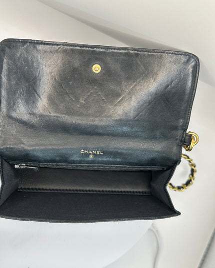 Sold!! Chanel black calfskin leather flap crossbody bag