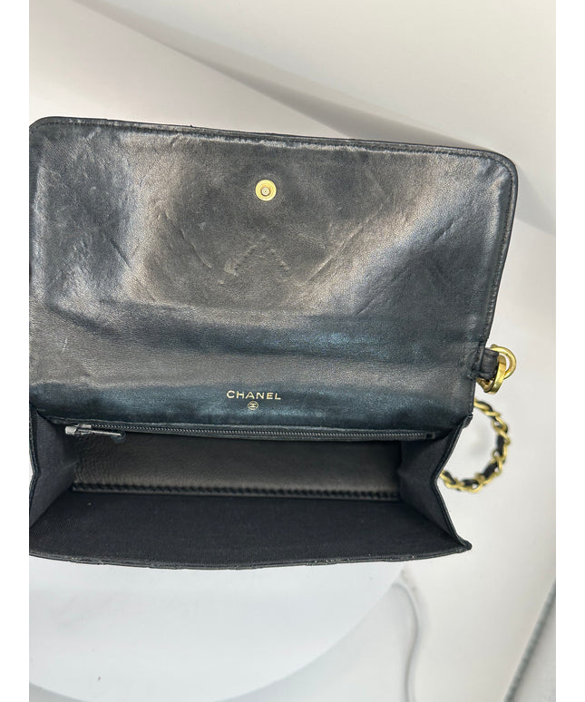 Sold!! Chanel black calfskin leather flap crossbody bag