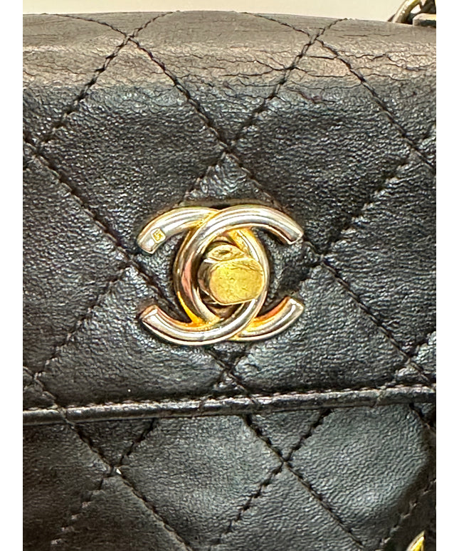 Sold!! Chanel black lambskin leather pouch crossbody bag with turnlock