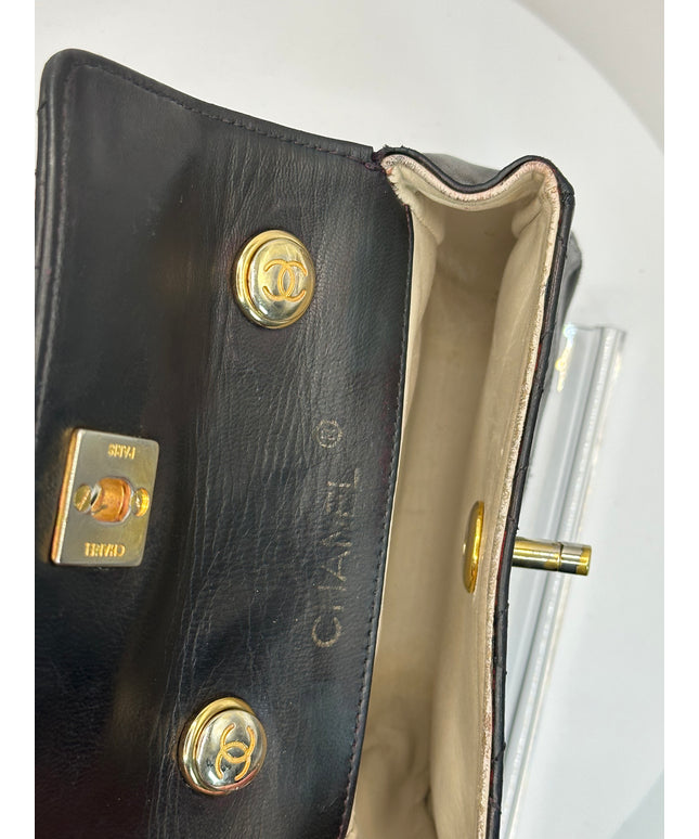 Sold!! Chanel black lambskin leather pouch crossbody bag with turnlock