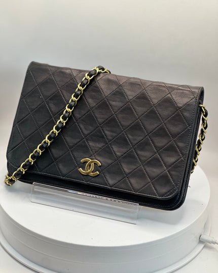 Sold!! Chanel black quilted leather flap crossbody bag