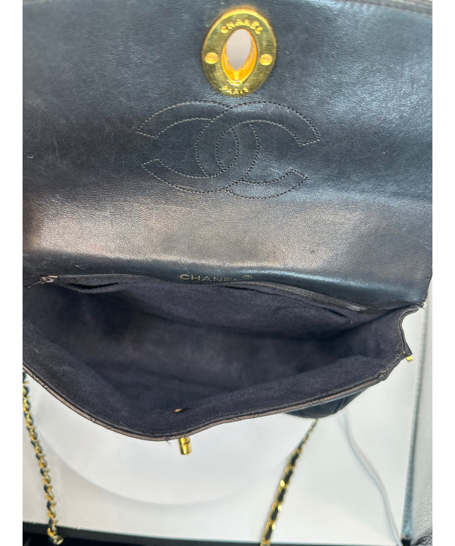 SOLD!! CHANEL black Decacoco Chain Lamb Skin 24K Gold turn lock crossbody bag