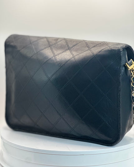 SOLD!! CHANEL black Decacoco Chain Lamb Skin 24K Gold turn lock crossbody bag