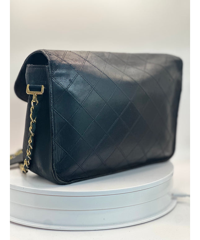 SOLD!! CHANEL black Decacoco Chain Lamb Skin 24K Gold turn lock crossbody bag