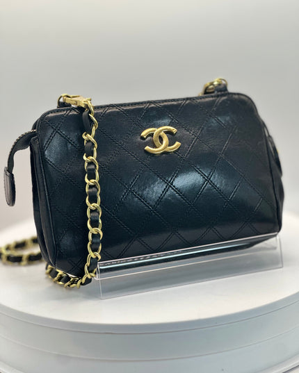 Chanel black quilted pouch crossbody bag