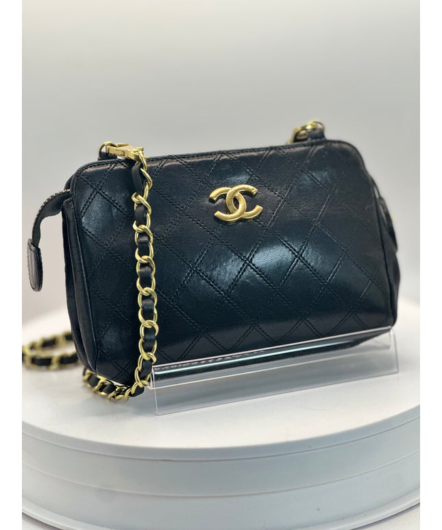SOLD!! Chanel black quilted pouch crossbody bag