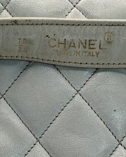 Chanel white quilted belt turn lock bag with crossbody strap