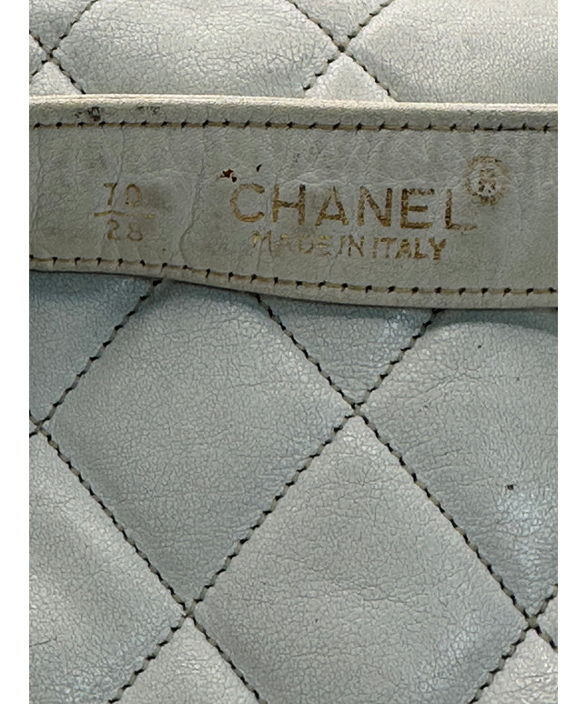 Chanel white quilted belt turn lock bag with crossbody strap