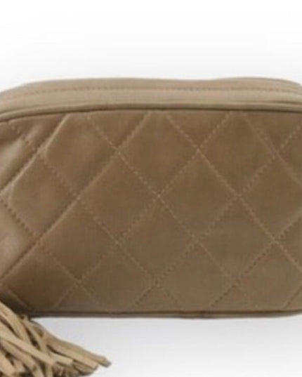 Chanel Beige quilted tassel camera crossbody bag